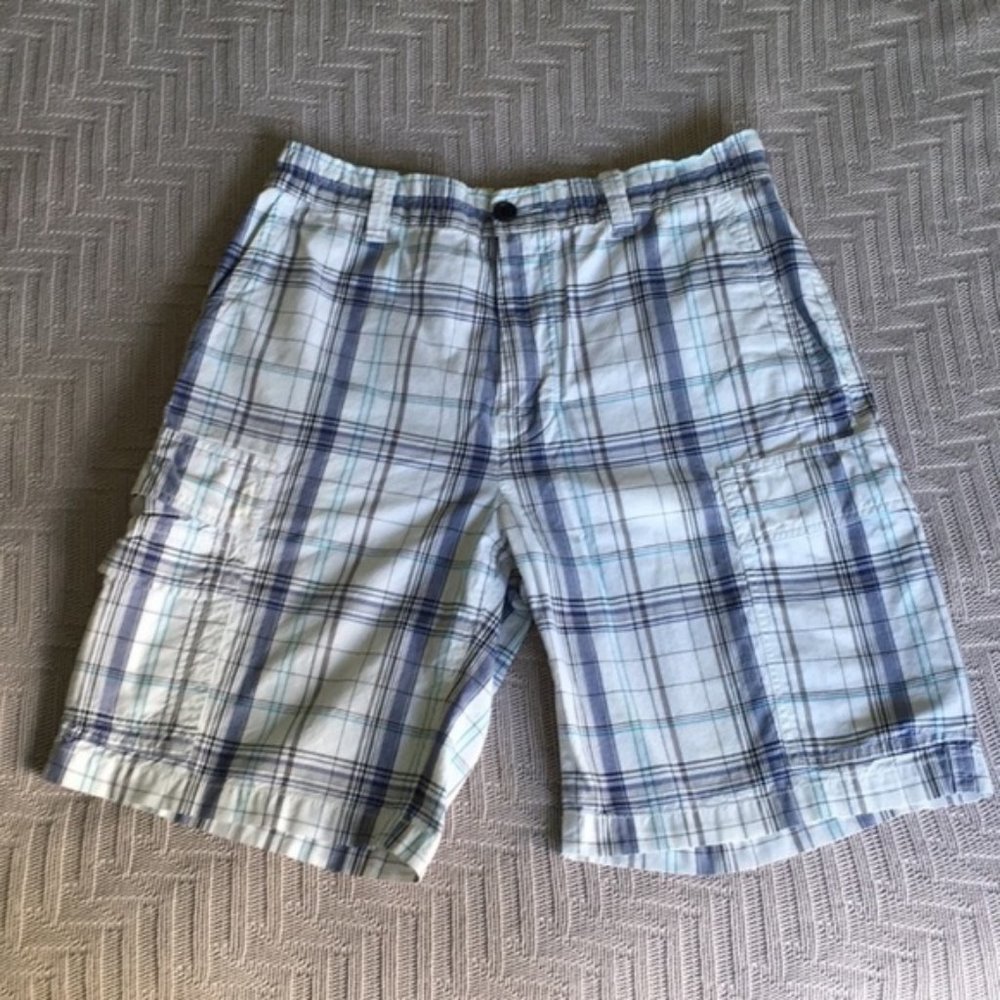 Lacoste plaid cargo shorts, size 32